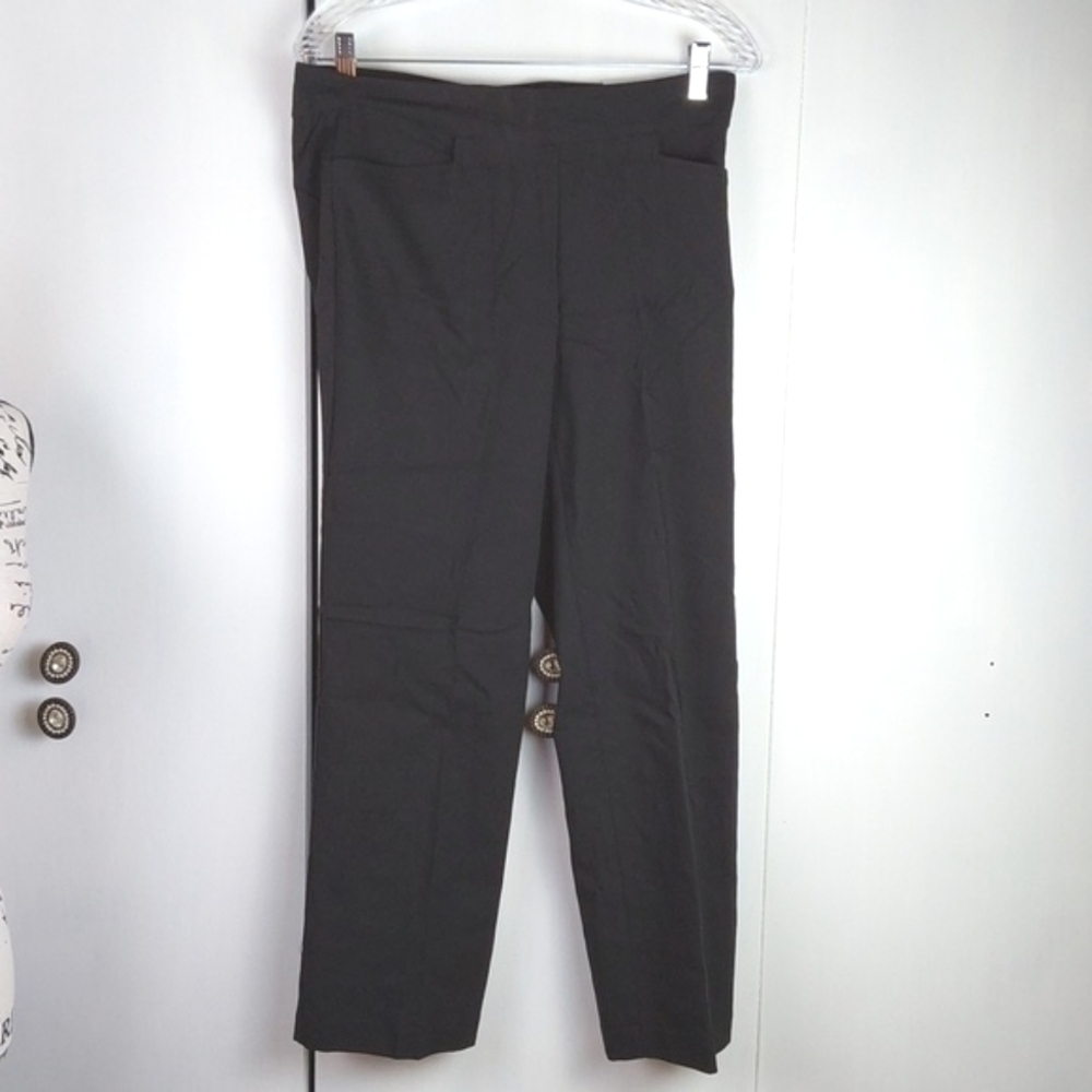 Time And Tru|Black Straight Leg Mid Rise Dress Pants Petite Stretch Pull On Sz.M